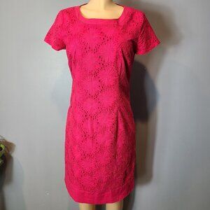 Talbots Dress Womens Sz 8 Eyelet Floral Pink Spring Summer‎ Resort Vacation